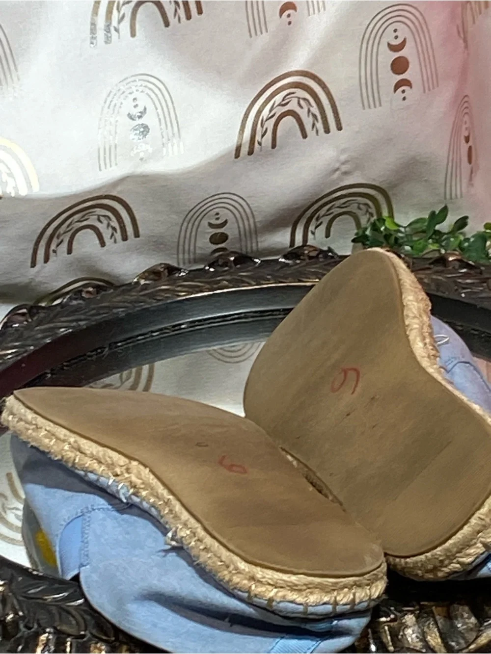 Blue Slip-On Espadrilles with Lemon Embroidery - Women Flats & Loafers